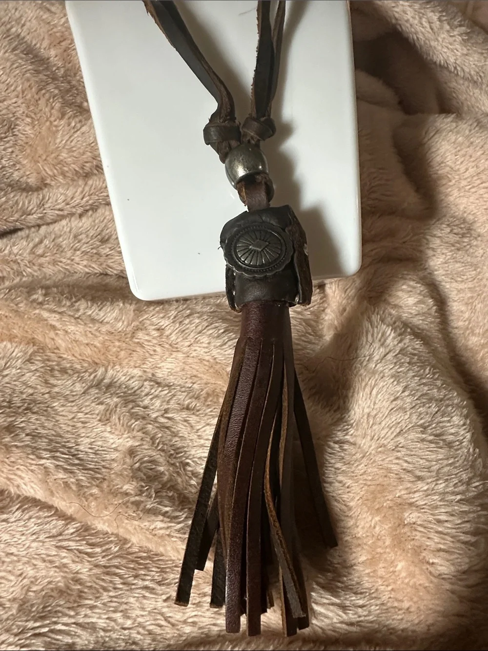 Men’s Brown Leather Tassel Necklace
